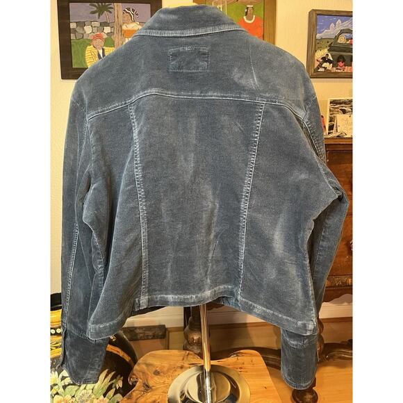 LAL Live a Little Blue Corduroy Snap Front Buttons Jacket Pockets size Lrg - Picture 2 of 10